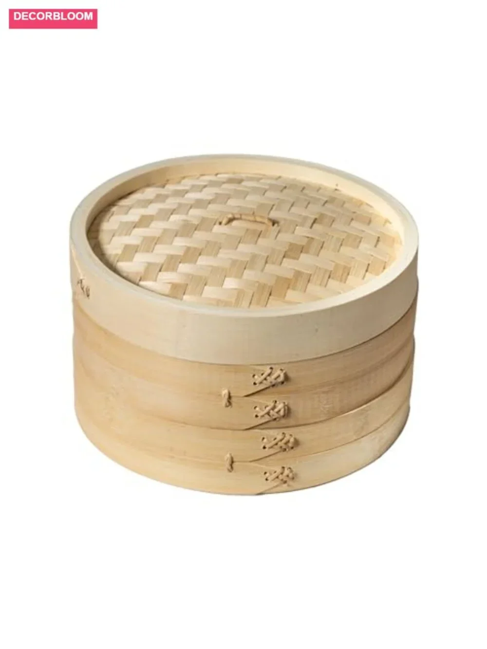 2-Tier Bamboo Steamer Basket for Dumplings Vegetables Fish 10-Inch